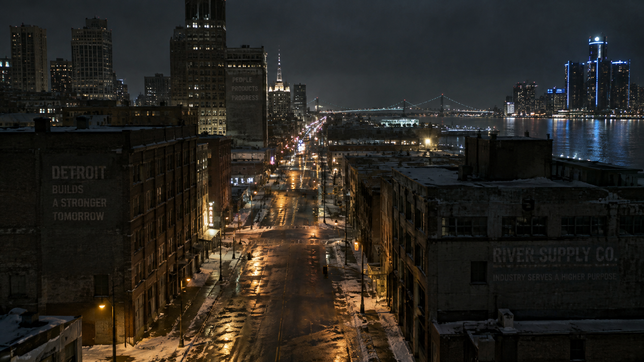 Downtown Detroit Streets (Night)